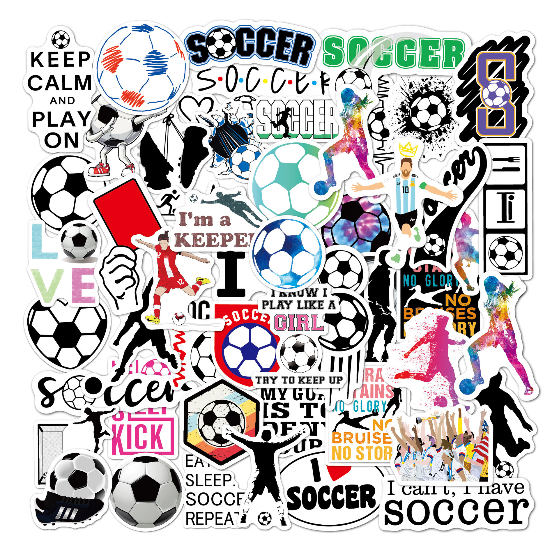 Cross-border 50 variety of football stickers outdoor sports ball cups skateboard guitar luggage football stickers
