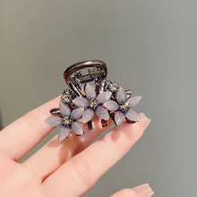 2024 new rhinestone colored glaze flower gun black hairpin high sense back of the head half tie grip clip exquisite shark hair accessories_voghion.com