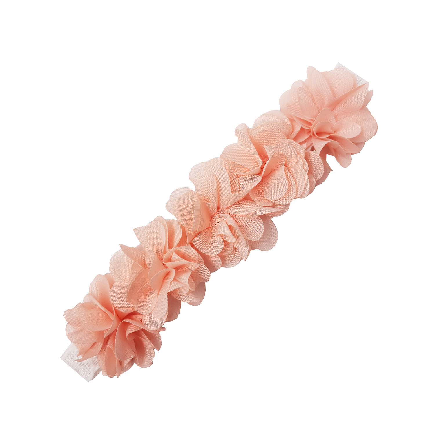 European and American New Children's Hair Band Handmade 3 Pearls Water Dissolved Flower Headband Baby's Headwear Chiffon Flower Elastic Hair Band