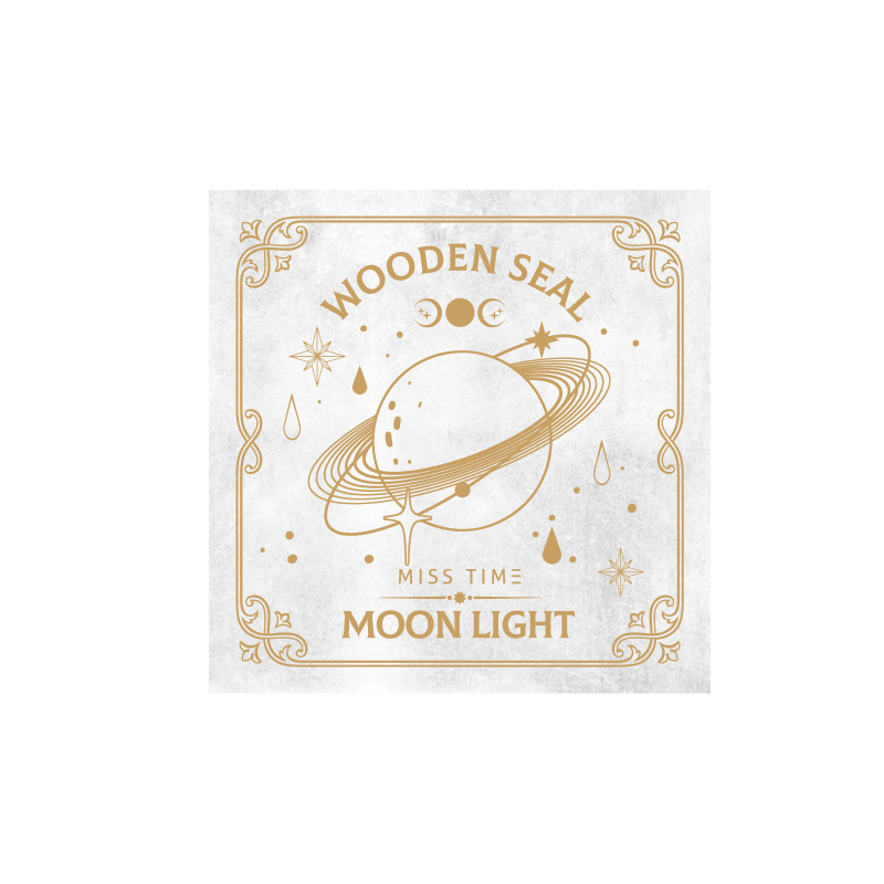 Cross-border light picking three-in-one wooden seal long Moon Star series retro hand account DIY decorative printing 6 models