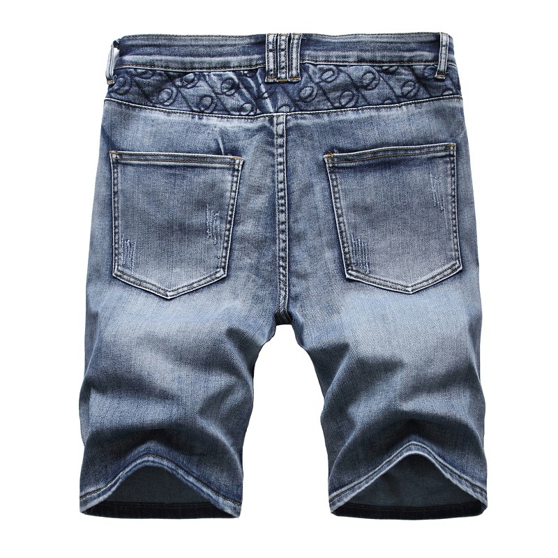 Cross-border Supply 2021 European and American Foreign Trade Jeans Embroidered Pants Stretch Holes Amazon Tricolor Trendy Men's Pants