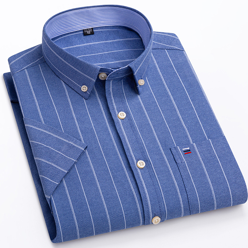 Men's Cotton Oxford Short Sleeve Shirt Summer Cardigan Top Fashion Casual Men's Half Sleeve Amazon Shirt