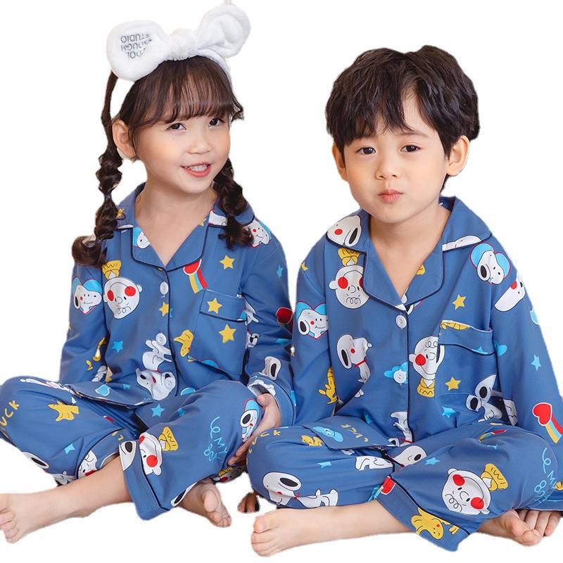 New children's pajamas boys and girls long-sleeved spring and autumn cartoon boys and girls baby middle and big children home wear suit