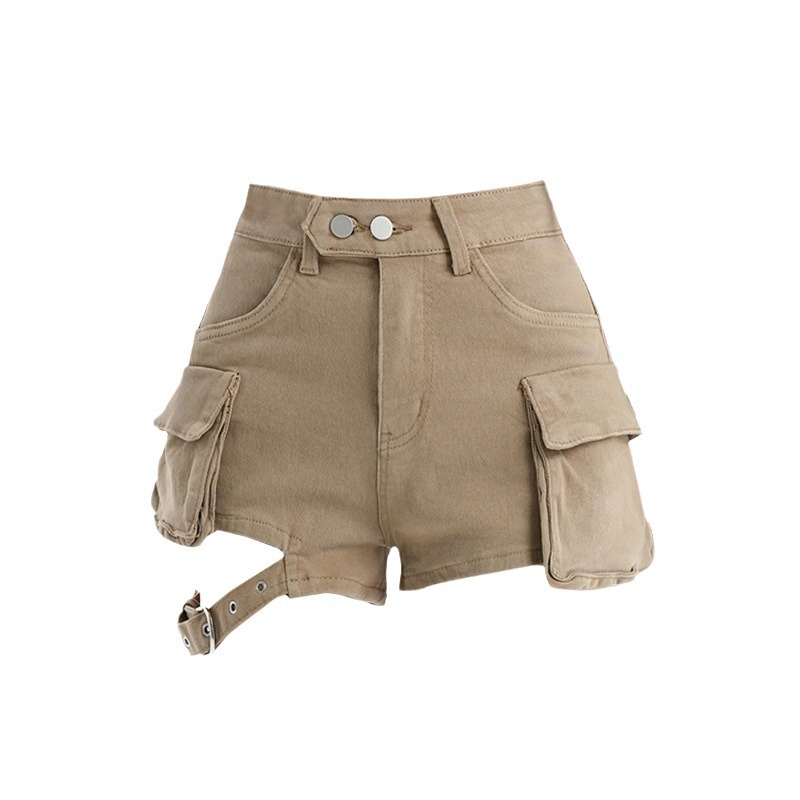 2024 Summer New Style Hot Internet Hot Spice Girls Stretch Slim-fit Shorts Women's High Waist Military Workwear All-match Denim Shorts