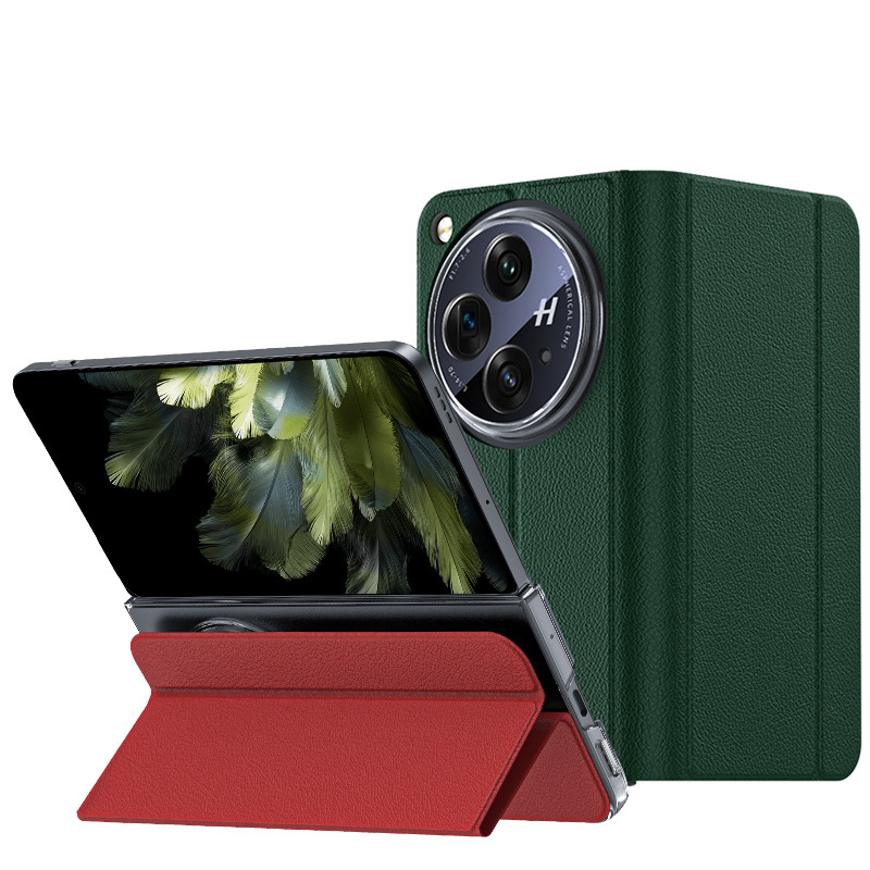 Suitable for OPPOFindN3 leather case mobile phone shell leather bracket one plus OnePlusOpen folding magnetic protection