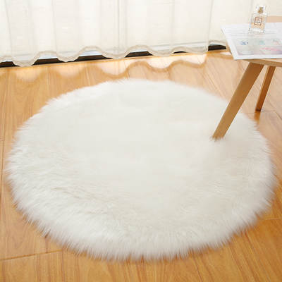 Cross-border Plush Round Carpet Floor Mat Nordic Imitation Wool Bedroom Bedside Blanket Bay Window Mat Household Round Mat Carpet