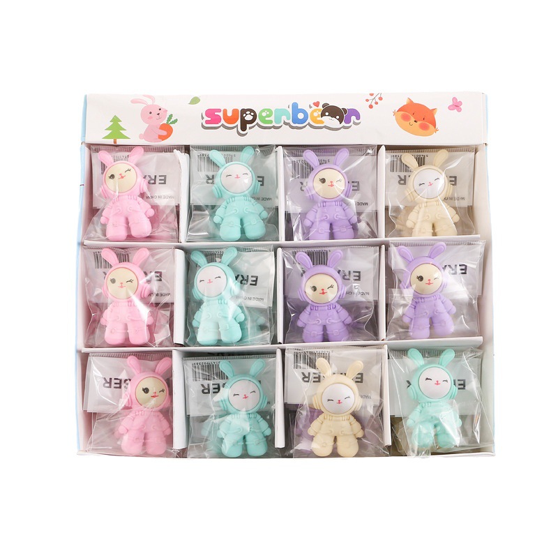 Creative space rabbit eraser independent packaging cute astronaut rubber cartoon primary school stationery prizes wholesale