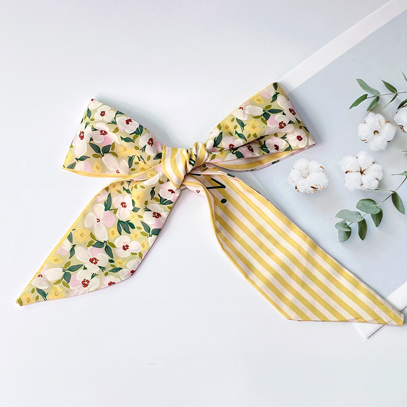 New Style Bow Hair Band Girl's Silk Scarf Antique Women's Tie Hair Ribbon Headwear Retro Hair Rope Hair Accessories French Style Super Fairy