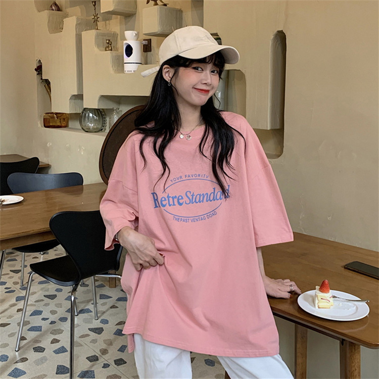 Summer 2022 New American Retro Mid-length BF Style Loose Large Size Internet Popular ins Short-sleeved T-shirt Top Women's Trendy