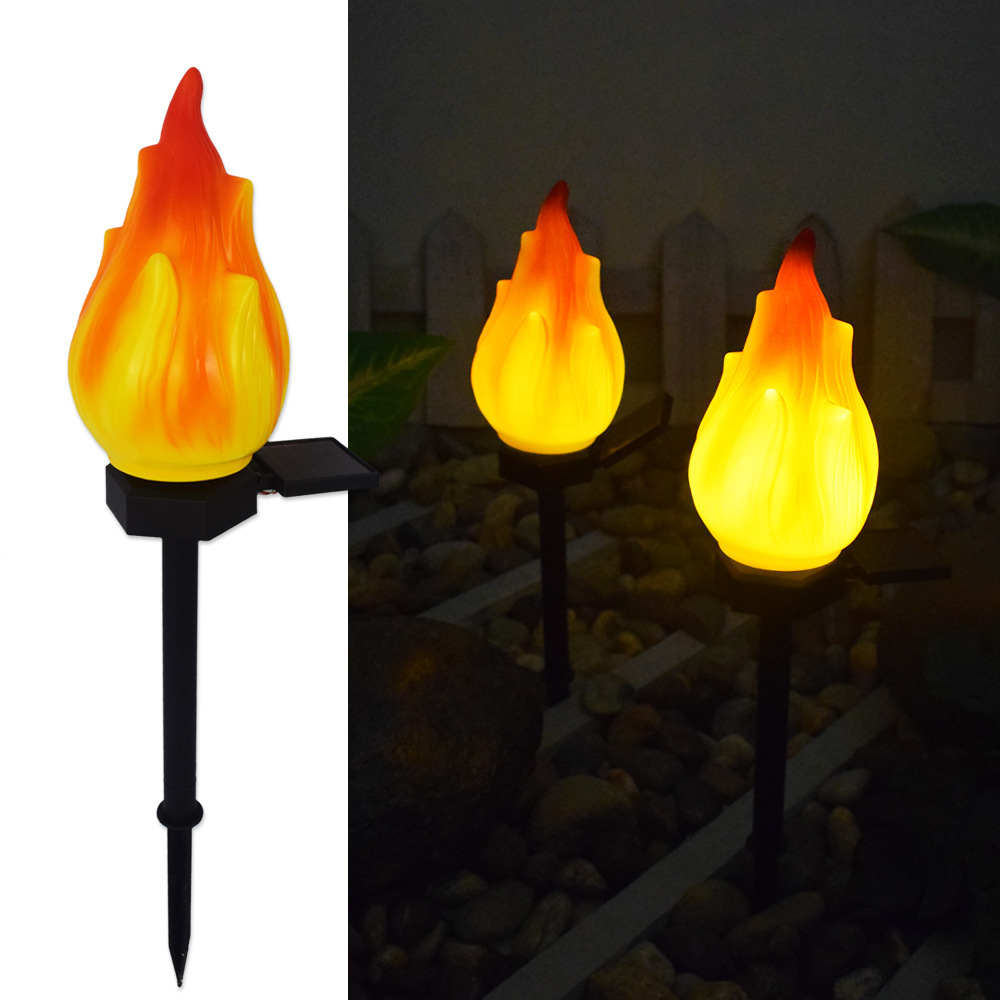 New Solar Outdoor Garden Light Plastic Flame to Insert Atmosphere Range Camping Light Decorative Landscape