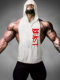European and American Fitness Sports Hooded Vest Cotton European Size Sweat Pocket Hooded Letter Printed Hooded Sleeveless Sweater