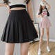 Spot high waist pleated skirt skirt women's autumn skirt academic style Korean solid color anti-light A- line skirt wholesale
