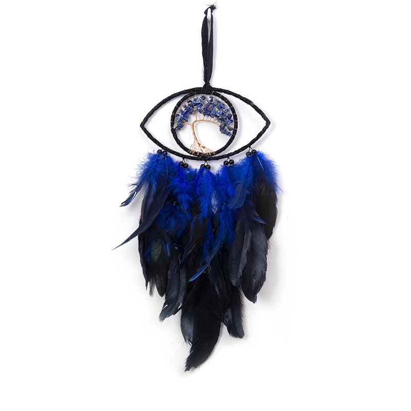 Dreamers Hand-made ins Life Tree Creative Dream Catcher Crystal Gravel Home Feather Hanging Ornaments Cross-border Handicrafts