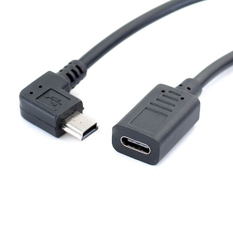 mini5p male elbow to Type-c female mobile phone tablet camera T-Port data charging conversion extension cable