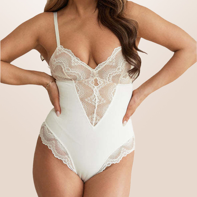 Cross-border European and American Sexy Lace Tight Waist Shaping Underwear Women's Tight Breathable Beautiful Back Strap One-piece Tunic
