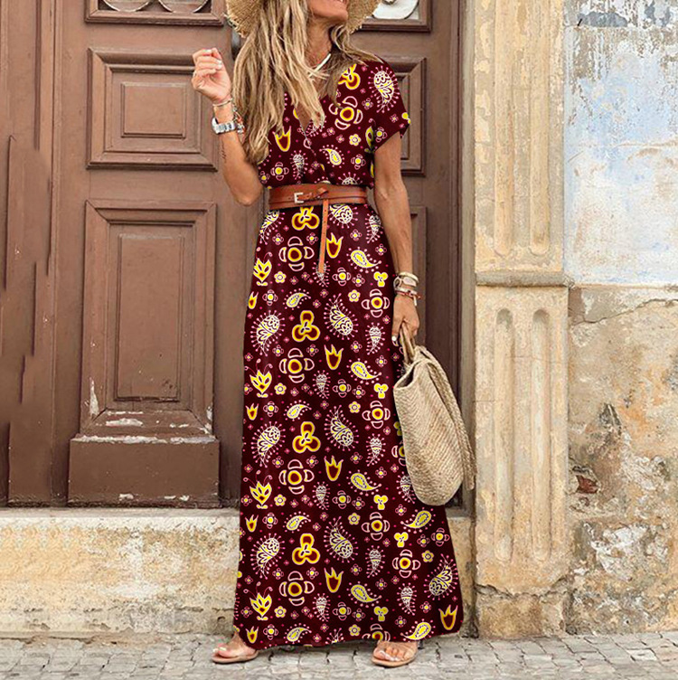 2020EBAY AliExpress WISH hot sale women's fashion boho v-neck floral dress