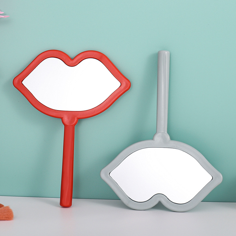 Factory wholesale irregular lips makeup mirror portable pocket beauty salon advertising can be printed logo