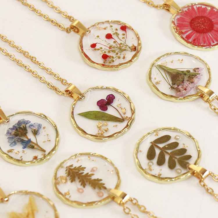 新商品の不規則な丸い花のネックレスの真の花の永遠の花の復古のペンダントのセーターのチェーンの源の工場は卸売りします。|undefined