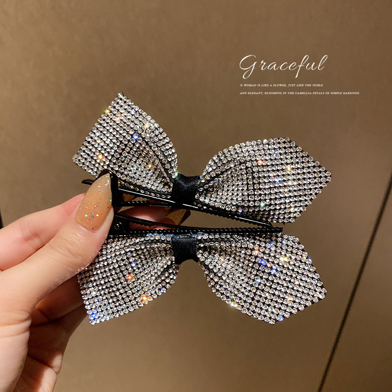 High-grade Rhinestone Bow Headwear Hairpin Women's Summer Side Cyber Celebrous Side Clip Hairpin Hair Accessories 2021 New Style for Women
