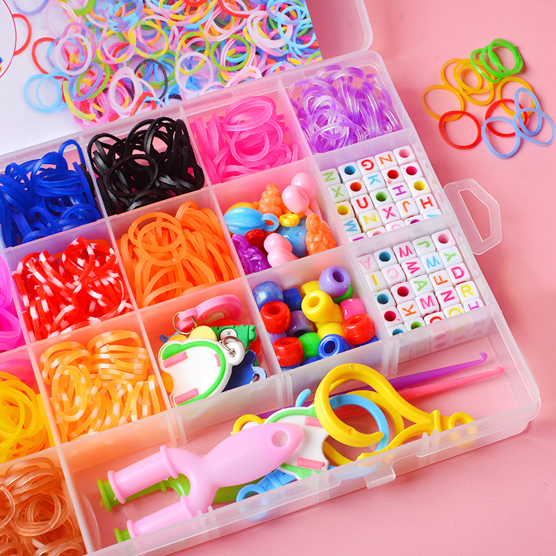 32 Grid Rainbow Rubber Band Color Handmade DIY Knitter Educational Children's Toy Woven Bracelet Box Set