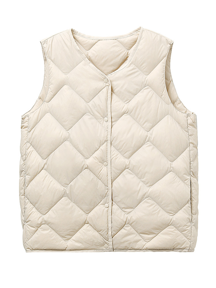 Cross-border lightweight down vest women's short V-neck autumn and winter New waistcoat down liner sports vest plus size