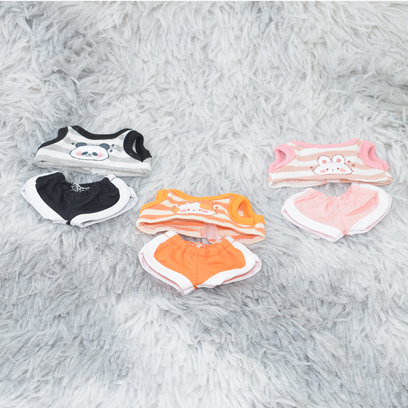 10cm/20cm/40cm Cotton Doll Three Color Sports Leisure Striped Animal Vest suit Sitting Doll Clothes