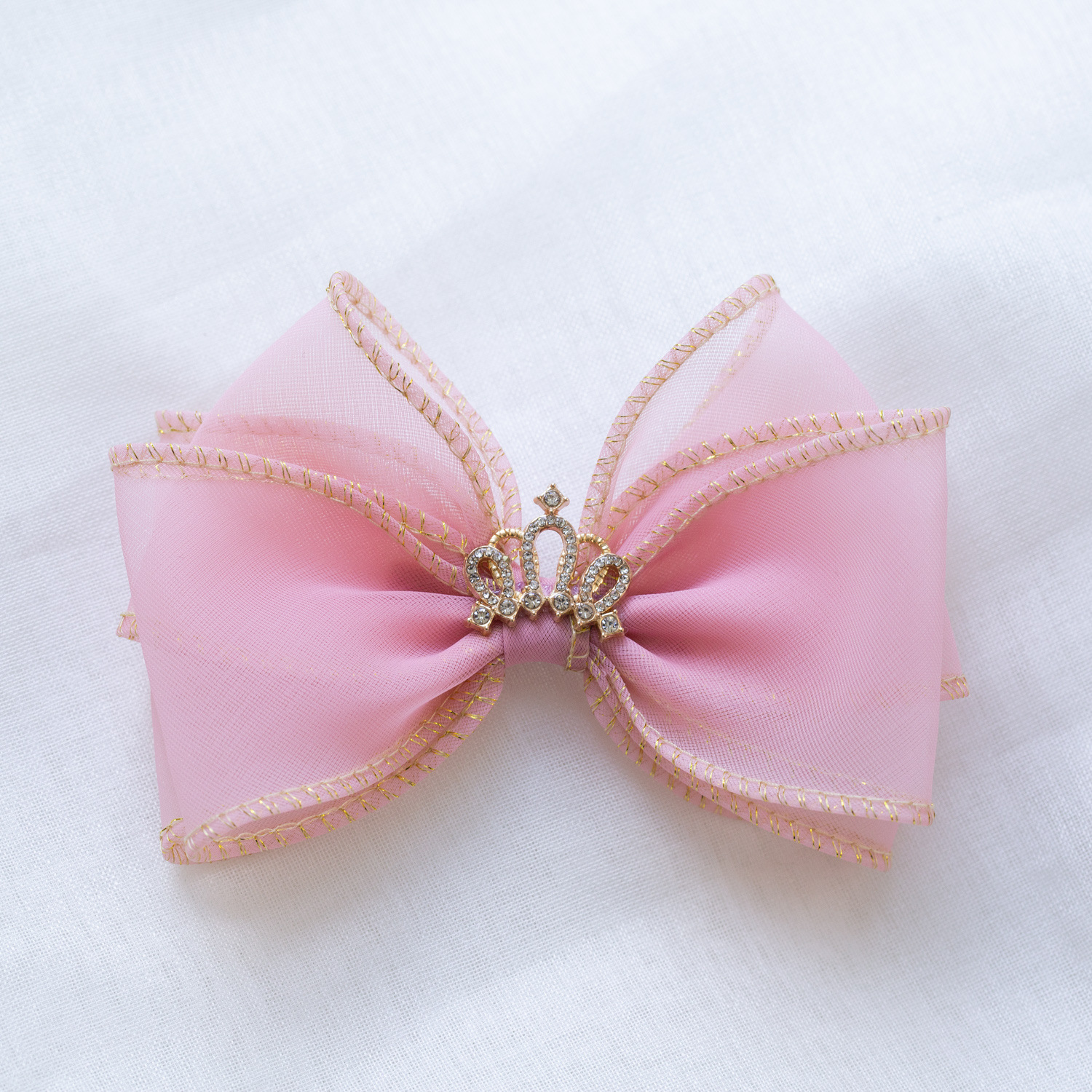 Children's hair accessories little Princess Diamond Crown baby hairpin girl's ball head mesh three-layer big bow