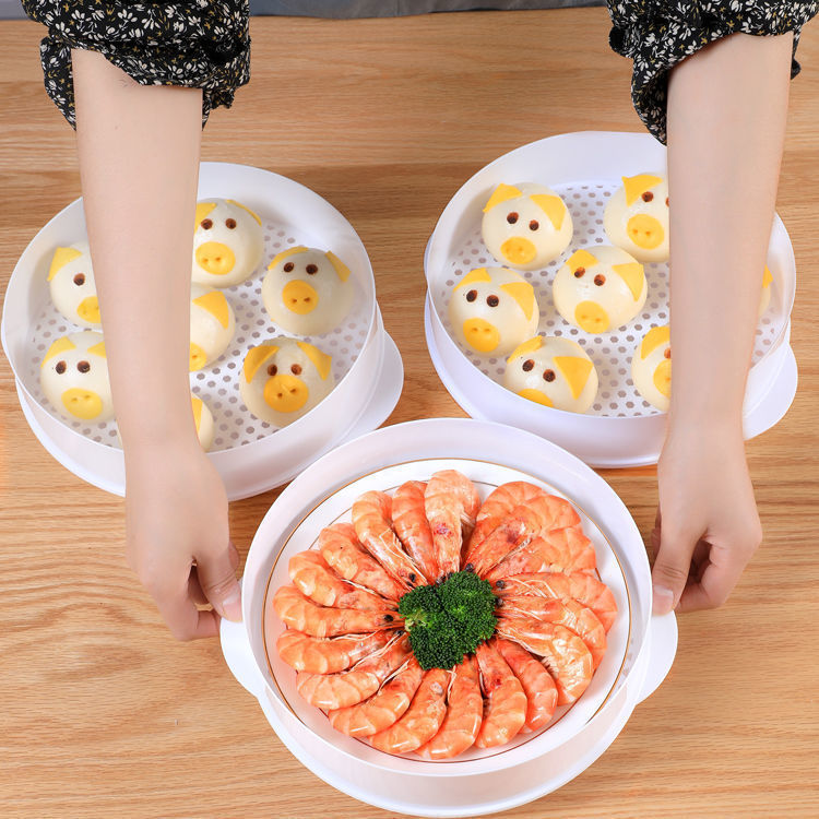 【Factory Direct Supply】Microwave Steamer for Home and Office, Large Capacity Multi-Layer Heating and Steaming Tray