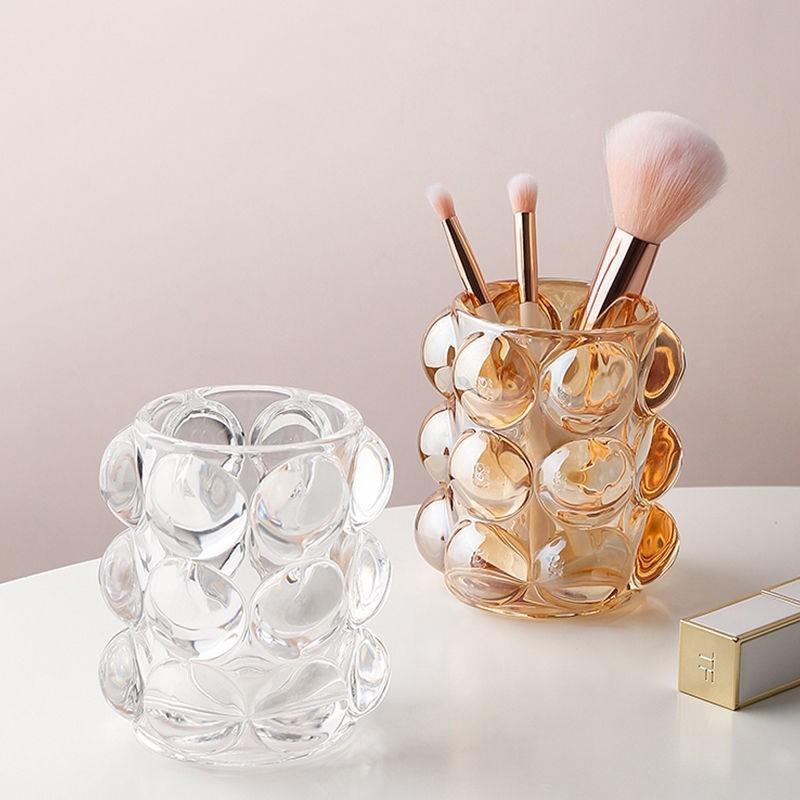 Creative Pen Holder Crystal makeup brush bucket decorative transparent glass Nordic ins style storage book desktop simple ornaments
