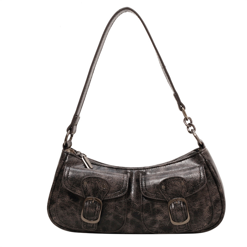 Cross-border wholesale sweet cool motorcycle bag for women 2023 new niche fashion shoulder underarm bag small red book Same style women's bag