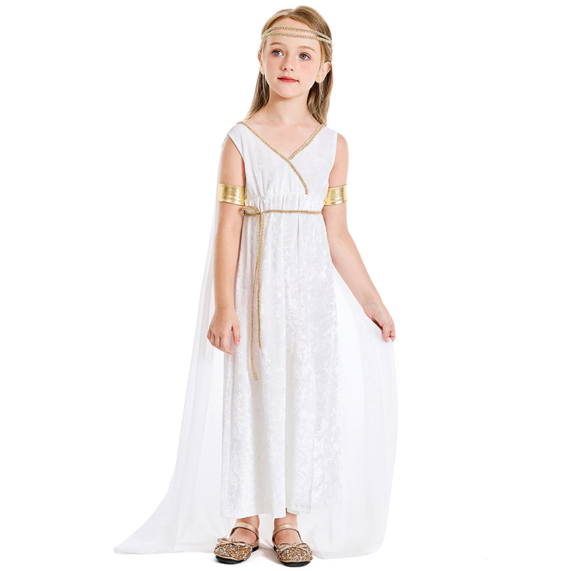 Halloween costume export foreign trade style Greek myth Goddess of Liberty Girl White Court shawl dress