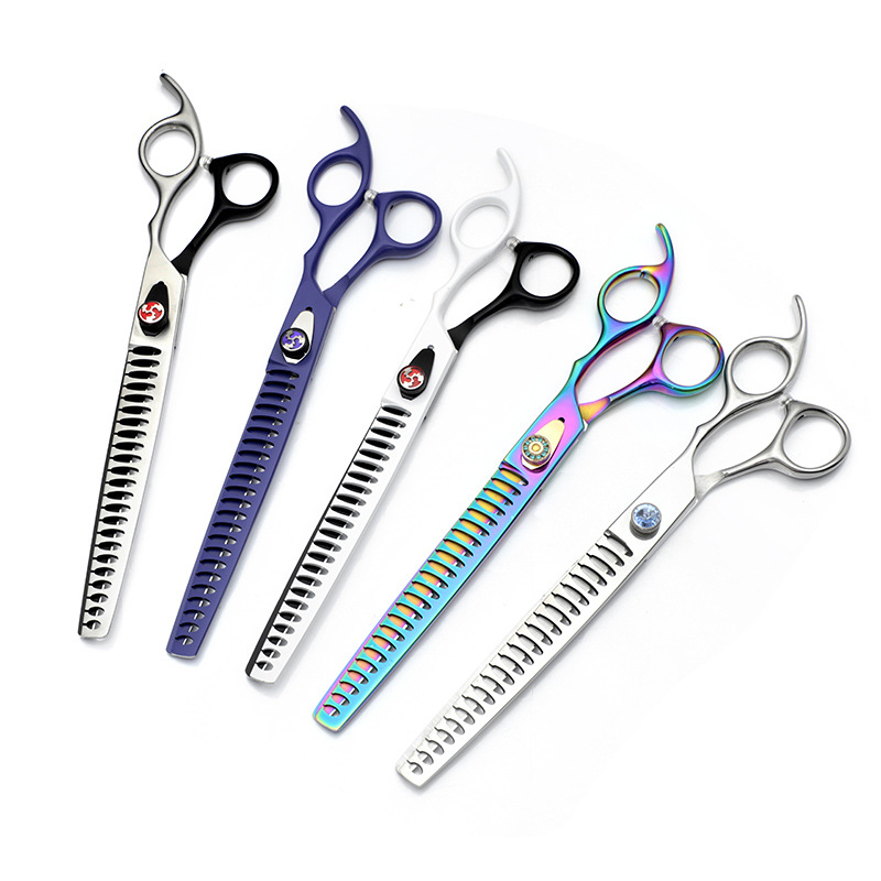 E-Commerce best selling color pet scissors 8 inch Fishbone tooth scissors tooth scissors 7 inch thin scissors 7.5 inch hair trimming scissors