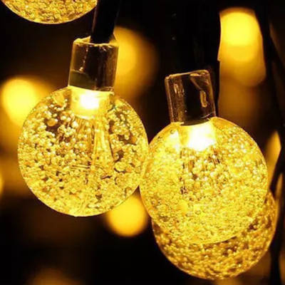 led Solar Bubble Ball Light String Crystal Ball String Light Outdoor Courtyard Waterproof Christmas Lawn Holiday Lights