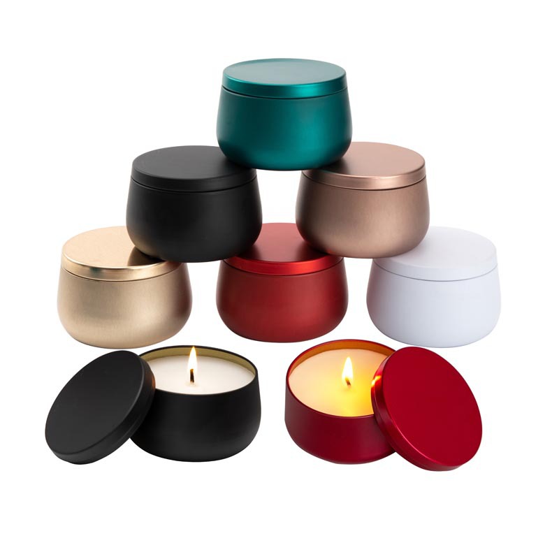 Cross-border in stock 8 oz4oz Belly Aromatherapy Stones Crystal Seasonal Candle Jar Tinplate Box Jewelry Tin Jar