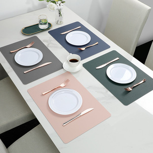 Cross-border Leather Placemat Home Double-sided Rectangular Heat Insulated Table Mat Restaurant Hotel Western Food Mat Waterproof Placemat