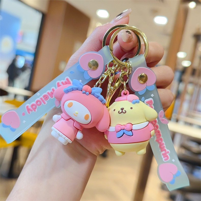Cartoon cute peach Sanli ou keychain creative couple car bag key chain ornaments small gift wholesale