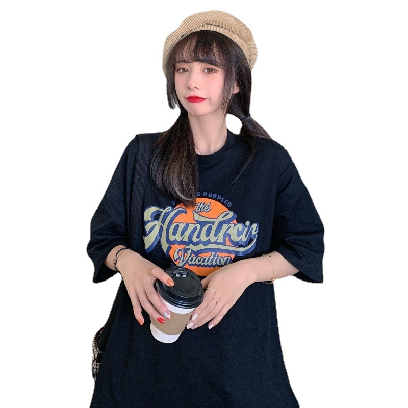 Loose Korean Women's Large Size Couple Dress Girlfriend Dress Backing Shirt Women's Summer Casual Short-sleeved T-shirt Women's Hair