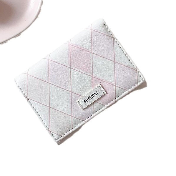Sea salt blue plaid wallet fresh simple ins style Korean multi-functional student wallet change card bag integrated bag