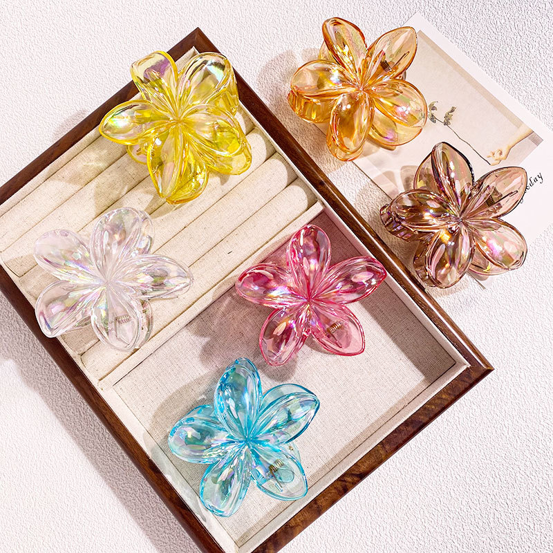Cross-border Hot-selling 8CM Transparent Colorful Bauhinia Flower Hairpin AB Colorful Egg Flower Grabber Jelly Color European and American Hair Accessories