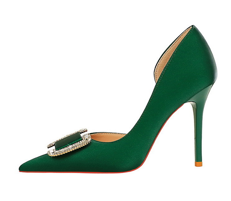 Slim side hollowed-out high heels for women slim heels super high heels rhinestone buckle single shoes_voghion.com