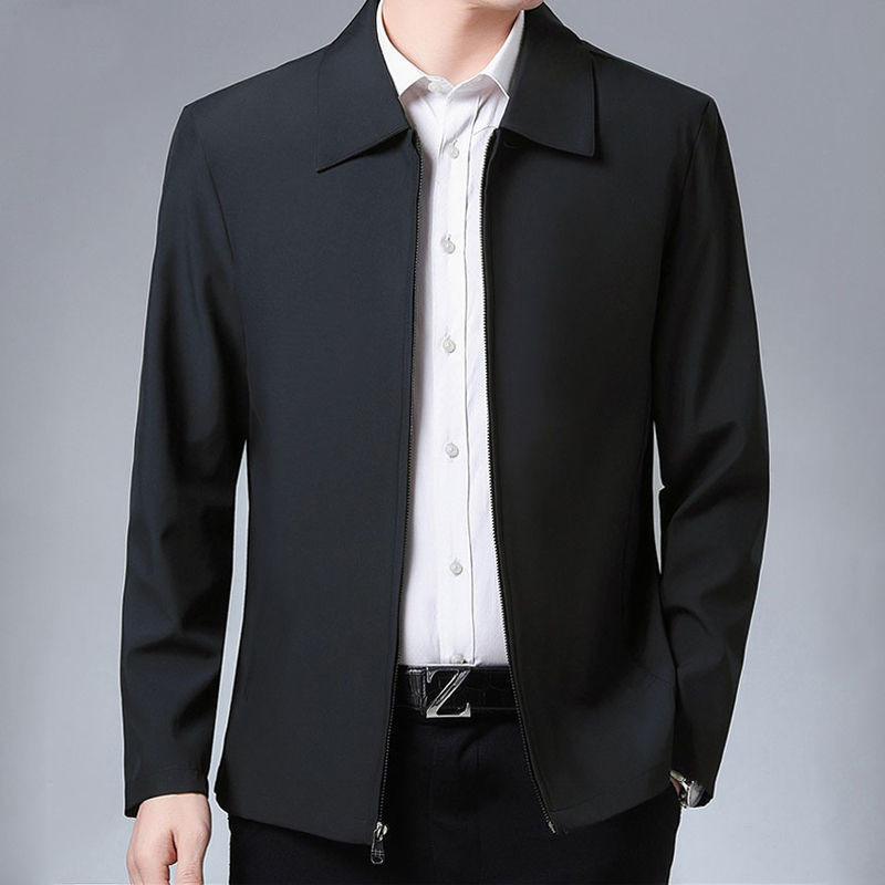 2021 middle-aged and elderly men's jacket men's spring and autumn lapel jacket men's dad's jacket men's casual jacket