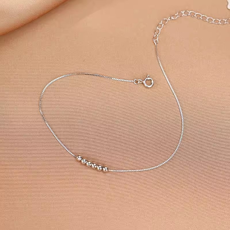 925 silver-plated transfer beads anklet female niche design anklet high-grade sexy ankle chain 2023 new fashion