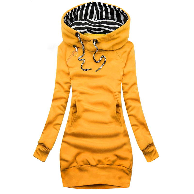 2022 Cross-border Mid-length Women's New Slim-fit Sweater Women's Slimming Casual Autumn and Winter Fashion Hooded Coat Women's Clothing