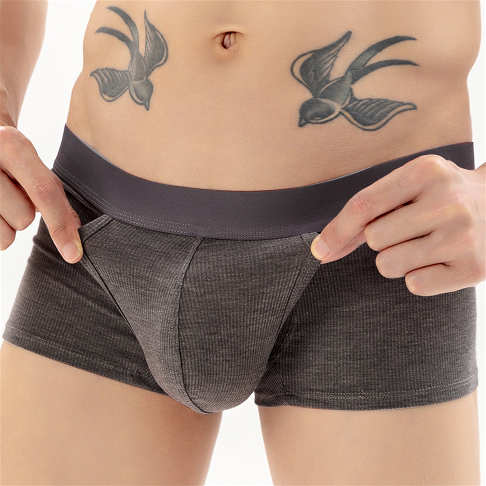 Men's ribbed breathable comfortable straight-leg pants space station U-shaped pouch youth underwear multi-color wholesale supply