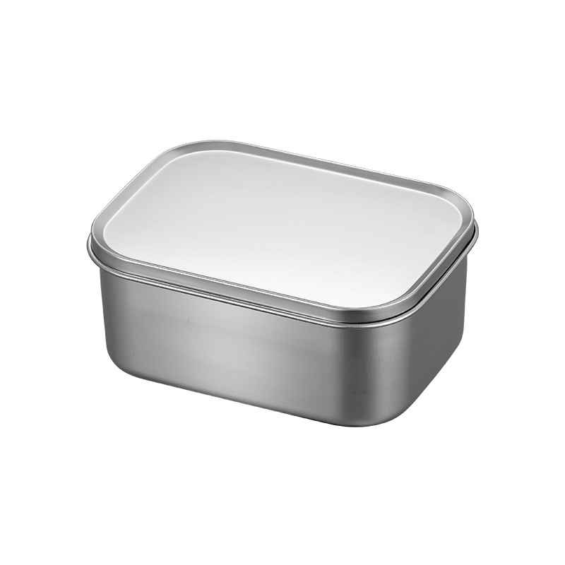 304 Stainless Steel Preservation Box Stainless Steel Lid Sealed Preservation Lunch Food Preparation Lunch Box Refrigerator Food Storage Box