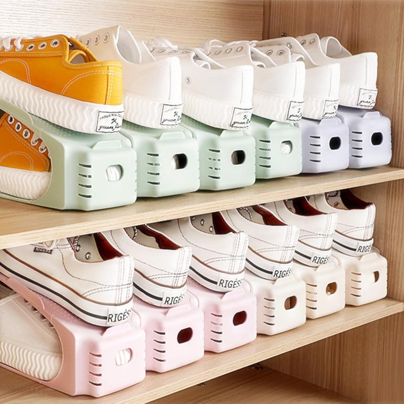 Storage shoe rack double-layer shoe holder three-gear adjustable home dormitory artifact organizing Slippers shoe cabinet shoe rack