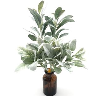 Amazon flocking green plant cross-border flocking rabbit ear leaf sheep ear leaf artificial wreath plant wall flower arrangement home decoration