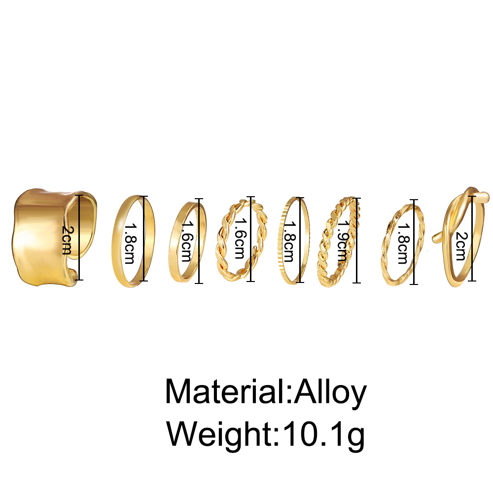 new irregular alloy ring creative simple cold style personalized ring suit 8-piece set_voghion.com
