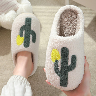 New comfortable home cactus warm winter cotton slippers couple men and women thick bottom soft bottom cotton shoes thickened non-slip