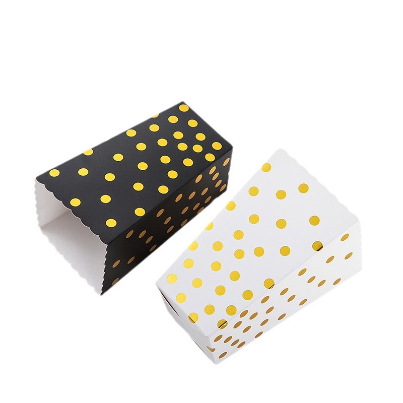 In stock wholesale black and white bronzing popcorn box chicken rice chips food packing box disposable food carton